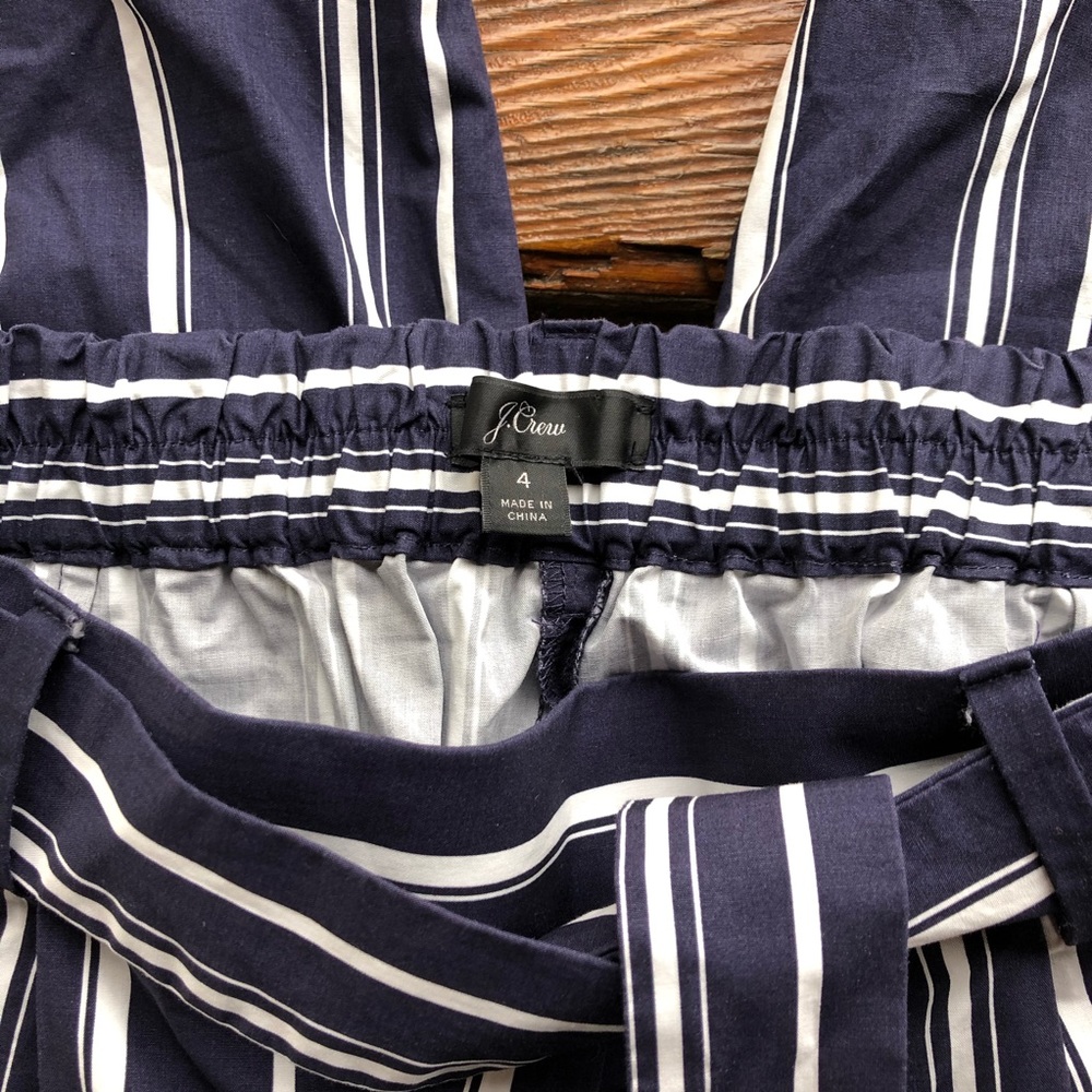 J. Crew Wide Leg Stripe Cotton Poplin Pants, 4 - Picture 7 of 8